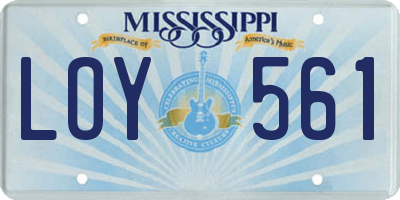 MS license plate LOY561