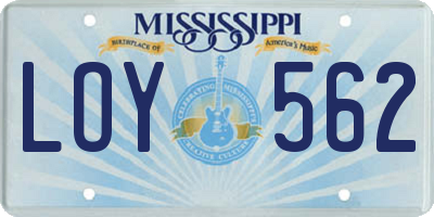 MS license plate LOY562