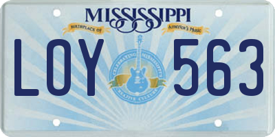 MS license plate LOY563