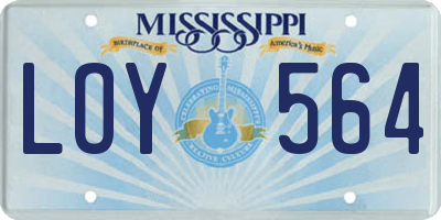 MS license plate LOY564