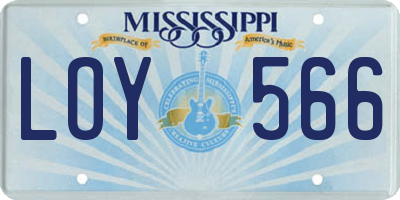 MS license plate LOY566