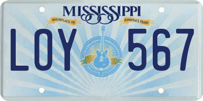 MS license plate LOY567