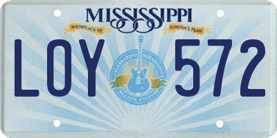 MS license plate LOY572