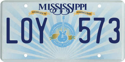MS license plate LOY573