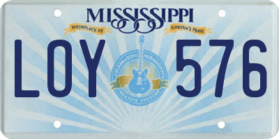 MS license plate LOY576
