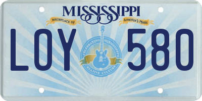 MS license plate LOY580