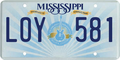 MS license plate LOY581