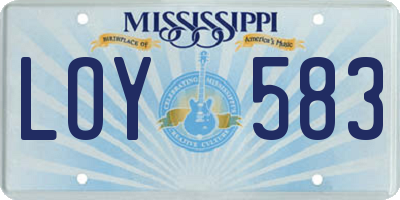 MS license plate LOY583