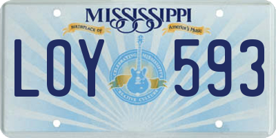 MS license plate LOY593