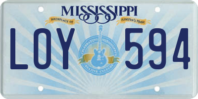 MS license plate LOY594