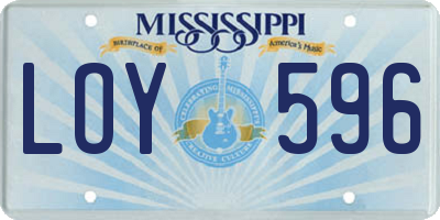 MS license plate LOY596