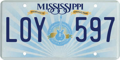MS license plate LOY597