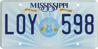 MS license plate LOY598