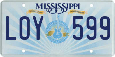 MS license plate LOY599
