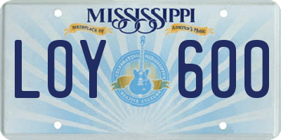MS license plate LOY600