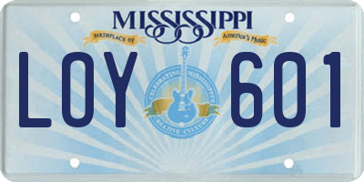 MS license plate LOY601