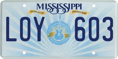 MS license plate LOY603