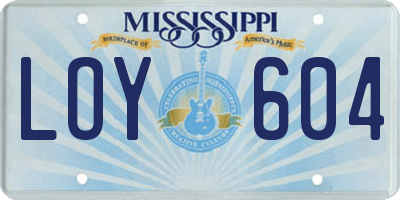 MS license plate LOY604