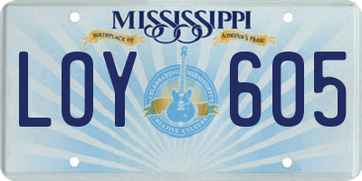 MS license plate LOY605