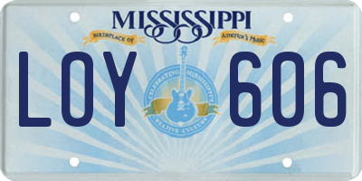 MS license plate LOY606