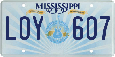 MS license plate LOY607