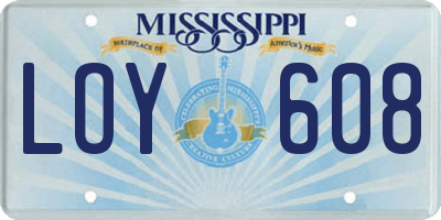 MS license plate LOY608