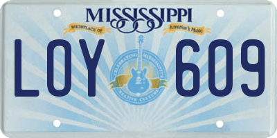 MS license plate LOY609