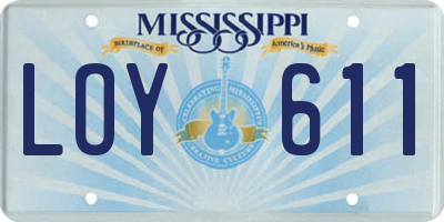 MS license plate LOY611
