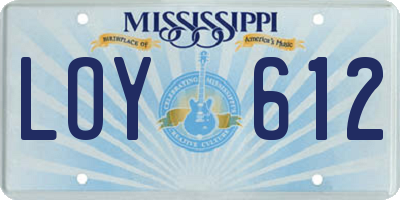 MS license plate LOY612