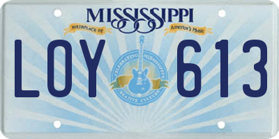 MS license plate LOY613