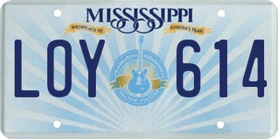 MS license plate LOY614