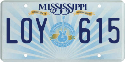 MS license plate LOY615