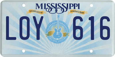 MS license plate LOY616