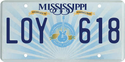 MS license plate LOY618