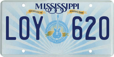 MS license plate LOY620