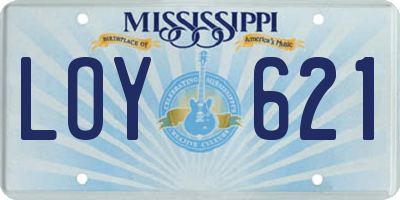 MS license plate LOY621