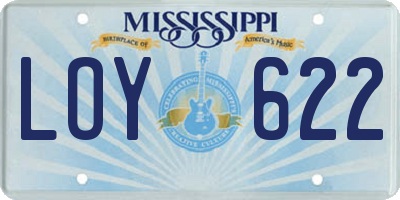 MS license plate LOY622