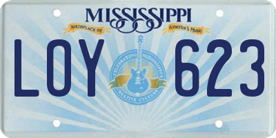 MS license plate LOY623