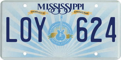 MS license plate LOY624