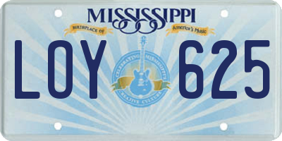 MS license plate LOY625