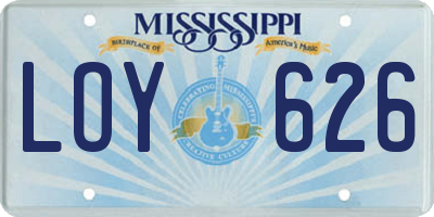 MS license plate LOY626