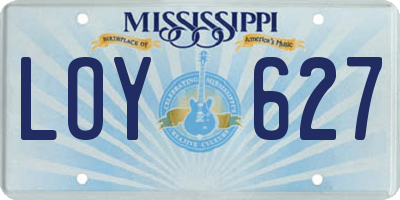 MS license plate LOY627