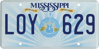 MS license plate LOY629