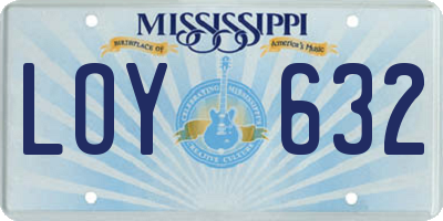 MS license plate LOY632
