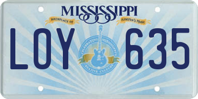 MS license plate LOY635