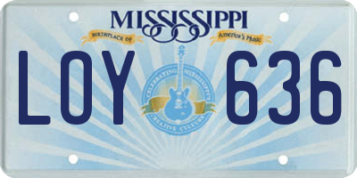 MS license plate LOY636