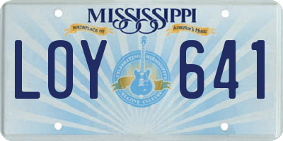 MS license plate LOY641