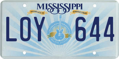 MS license plate LOY644