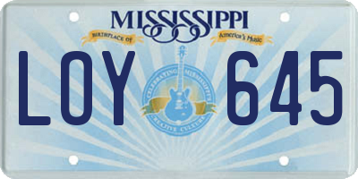 MS license plate LOY645