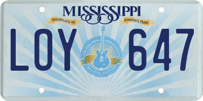 MS license plate LOY647
